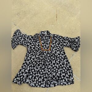 Uncle Frank Black and White Floral Mini Dress with embroidered detailing